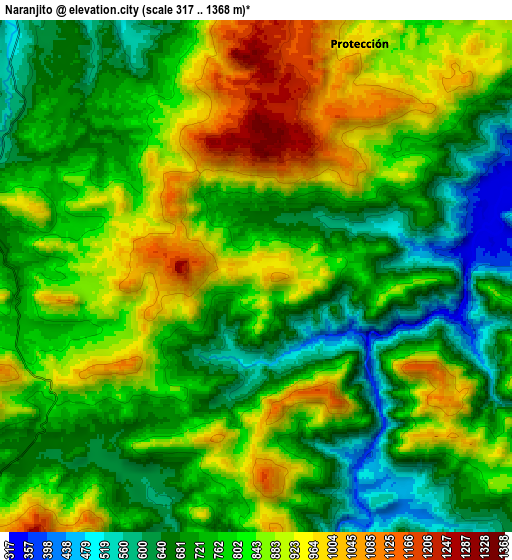 Zoom OUT 2x Naranjito, Honduras elevation map