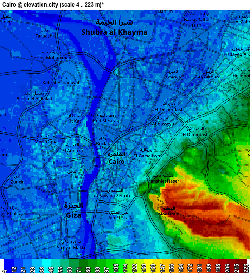 Zoom OUT 2x Cairo, Egypt elevation map