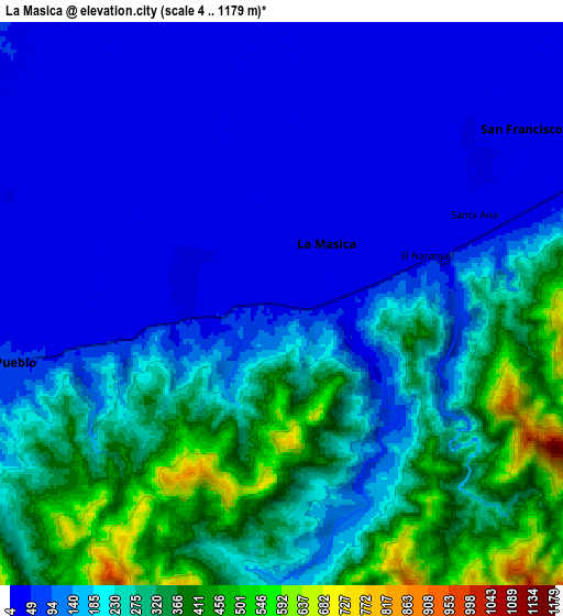 Zoom OUT 2x La Masica, Honduras elevation map
