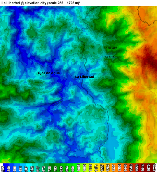 Zoom OUT 2x La Libertad, Honduras elevation map