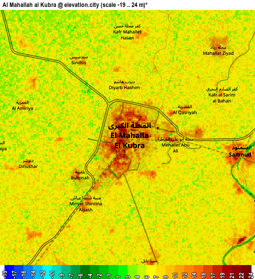Zoom OUT 2x Al Maḩallah al Kubrá, Egypt elevation map