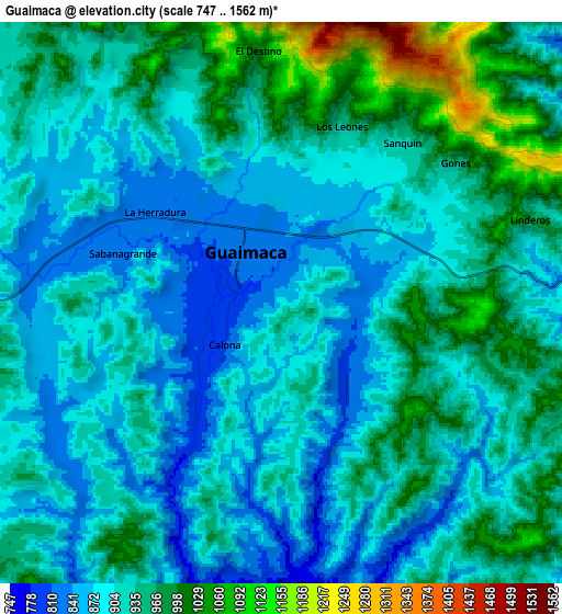 Zoom OUT 2x Guaimaca, Honduras elevation map