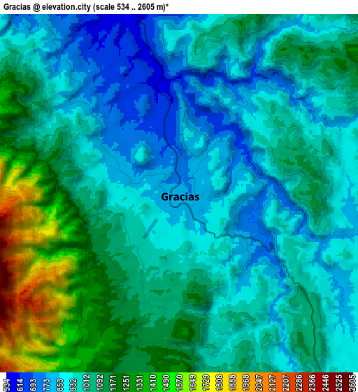 Zoom OUT 2x Gracias, Honduras elevation map