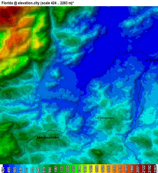 Zoom OUT 2x Florida, Honduras elevation map