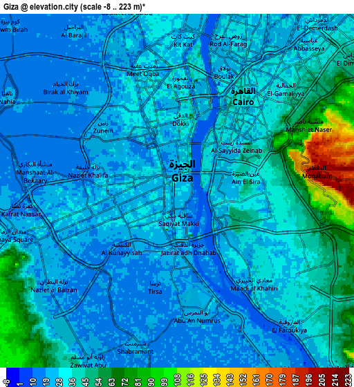 Zoom OUT 2x Giza, Egypt elevation map