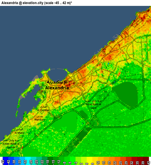Zoom OUT 2x Alexandria, Egypt elevation map