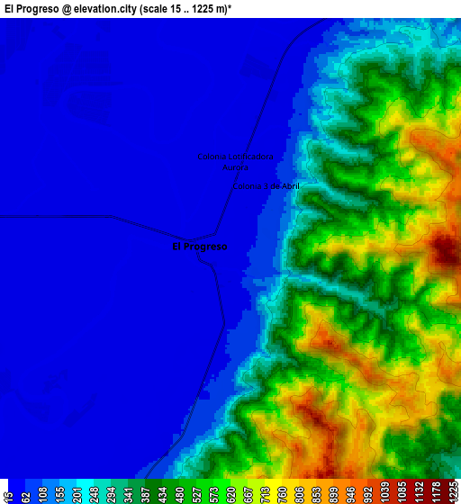 Zoom OUT 2x El Progreso, Honduras elevation map