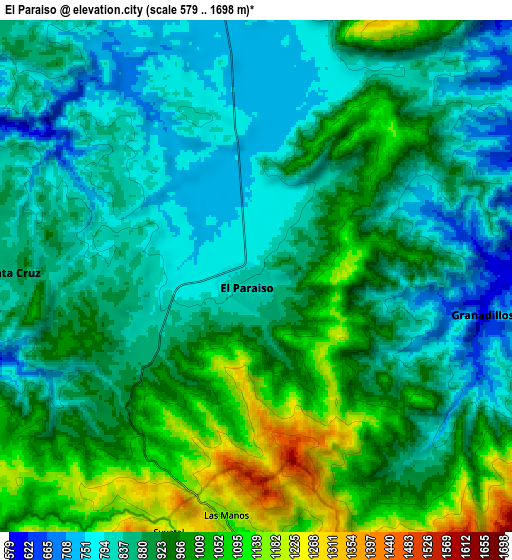 Zoom OUT 2x El Paraíso, Honduras elevation map