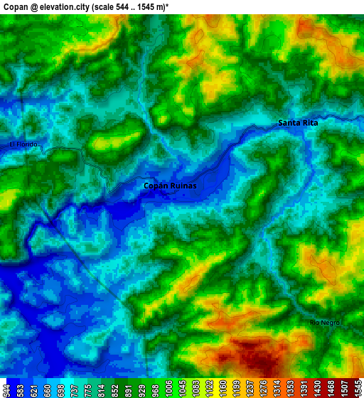 Zoom OUT 2x Copán, Honduras elevation map