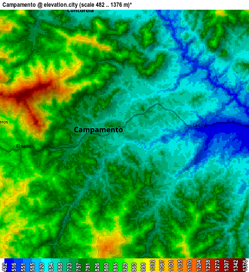 Zoom OUT 2x Campamento, Honduras elevation map