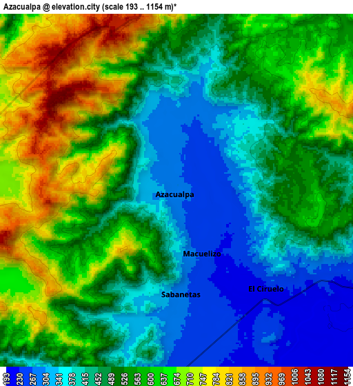 Zoom OUT 2x Azacualpa, Honduras elevation map