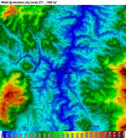 Zoom OUT 2x Wiwilí, Nicaragua elevation map