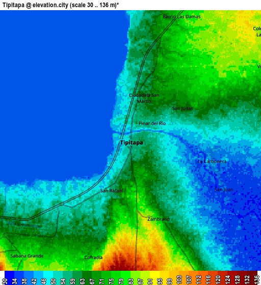 Zoom OUT 2x Tipitapa, Nicaragua elevation map