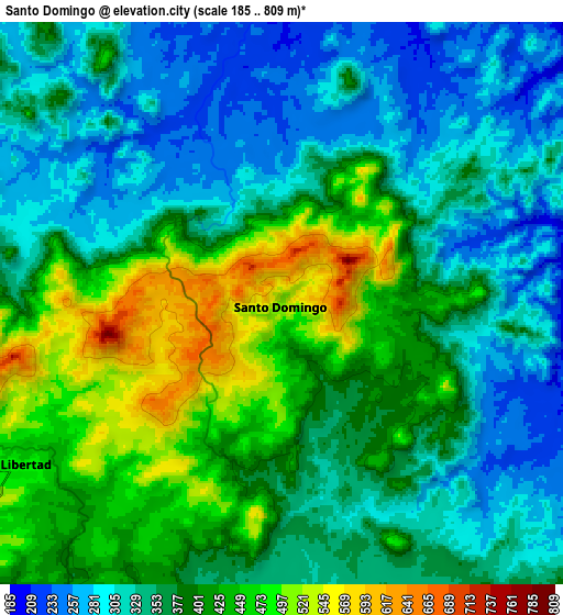 Zoom OUT 2x Santo Domingo, Nicaragua elevation map
