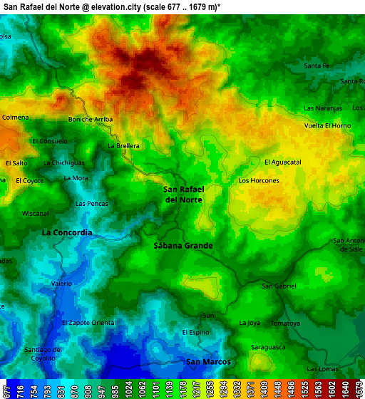 Zoom OUT 2x San Rafael del Norte, Nicaragua elevation map