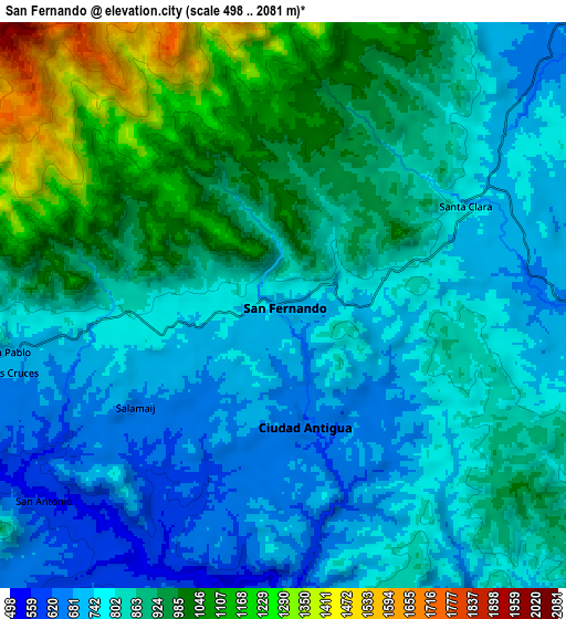 Zoom OUT 2x San Fernando, Nicaragua elevation map