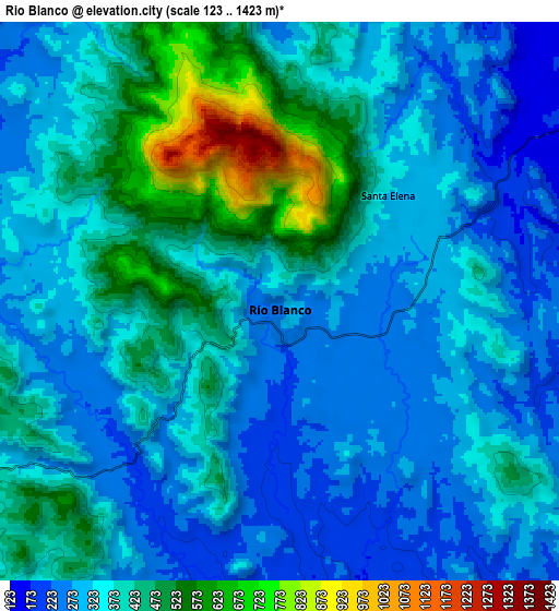 Zoom OUT 2x Río Blanco, Nicaragua elevation map