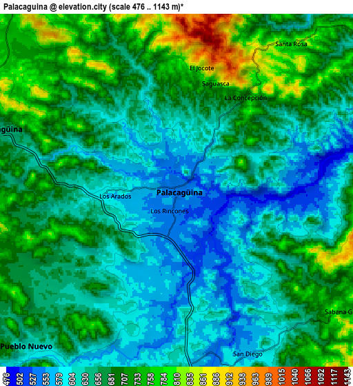 Zoom OUT 2x Palacagüina, Nicaragua elevation map