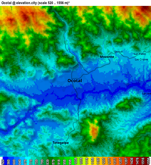 Zoom OUT 2x Ocotal, Nicaragua elevation map
