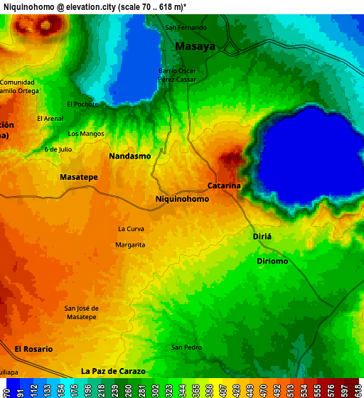 Zoom OUT 2x Niquinohomo, Nicaragua elevation map
