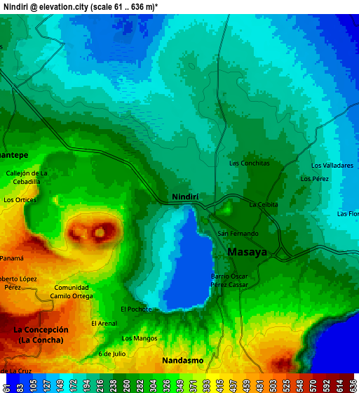 Zoom OUT 2x Nindirí, Nicaragua elevation map