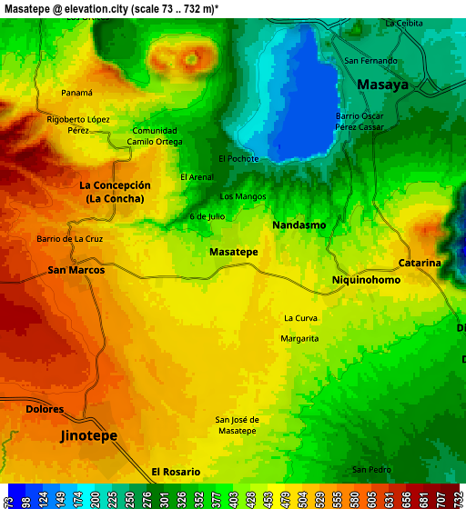 Zoom OUT 2x Masatepe, Nicaragua elevation map