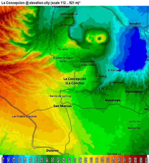 Zoom OUT 2x La Concepción, Nicaragua elevation map