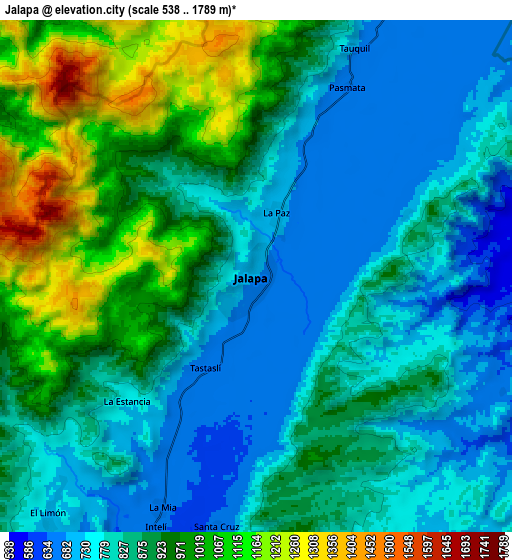 Zoom OUT 2x Jalapa, Nicaragua elevation map