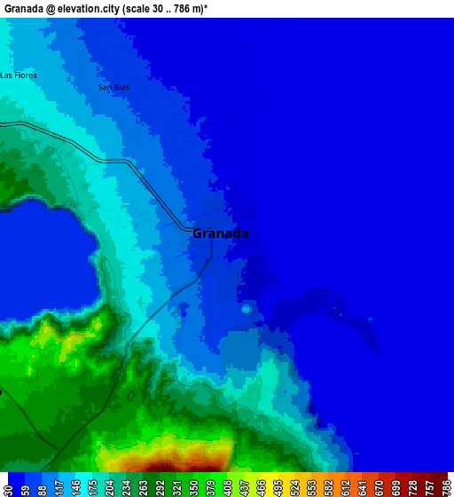 Zoom OUT 2x Granada, Nicaragua elevation map