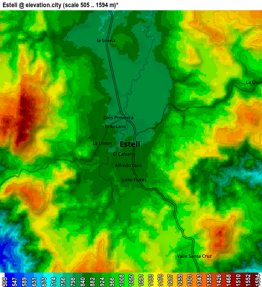 Zoom OUT 2x Estelí, Nicaragua elevation map