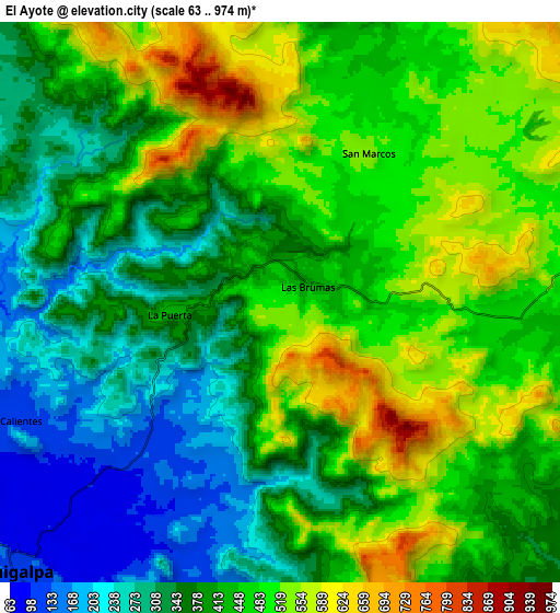Zoom OUT 2x El Ayote, Nicaragua elevation map