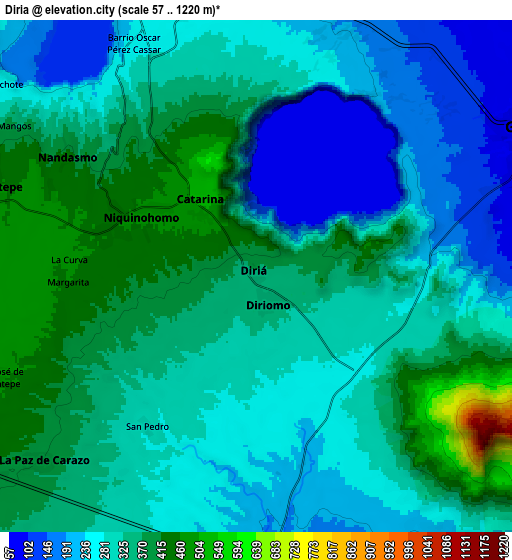 Zoom OUT 2x Diriá, Nicaragua elevation map