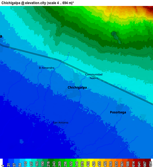 Zoom OUT 2x Chichigalpa, Nicaragua elevation map