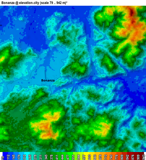 Zoom OUT 2x Bonanza, Nicaragua elevation map