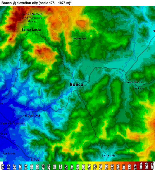 Zoom OUT 2x Boaco, Nicaragua elevation map