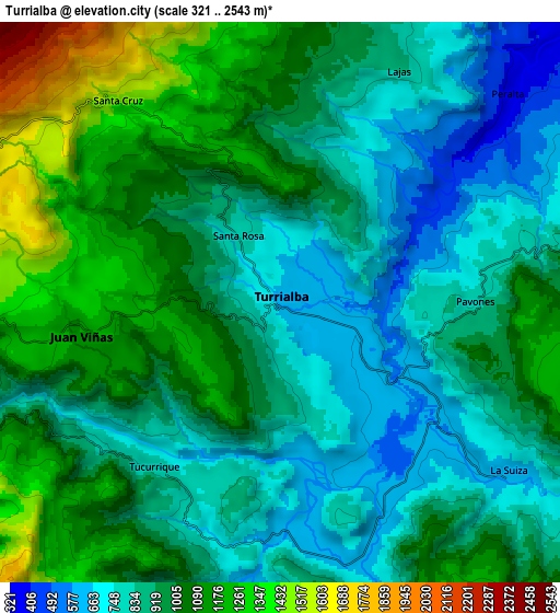 Zoom OUT 2x Turrialba, Costa Rica elevation map