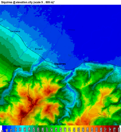 Zoom OUT 2x Siquirres, Costa Rica elevation map