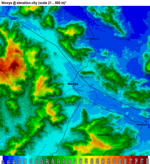 Zoom OUT 2x Nicoya, Costa Rica elevation map