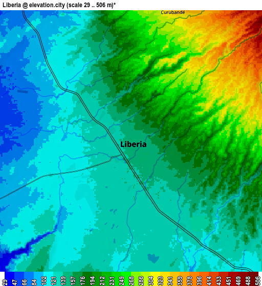 Zoom OUT 2x Liberia, Costa Rica elevation map