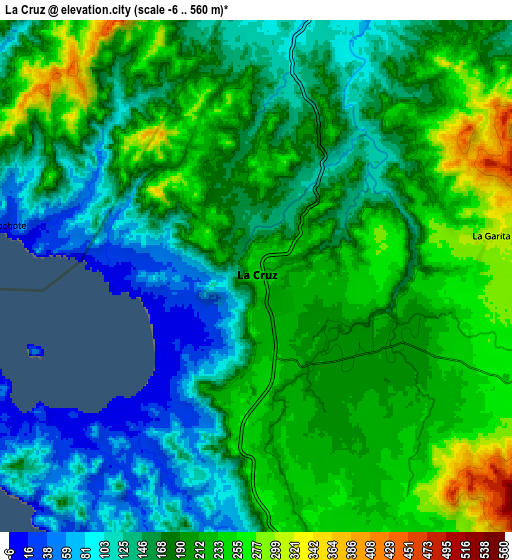 Zoom OUT 2x La Cruz, Costa Rica elevation map