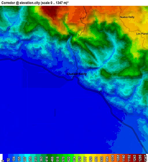 Zoom OUT 2x Corredor, Costa Rica elevation map