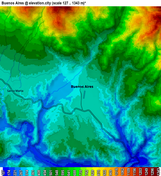 Zoom OUT 2x Buenos Aires, Costa Rica elevation map