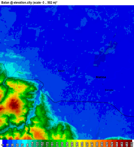 Zoom OUT 2x Batán, Costa Rica elevation map