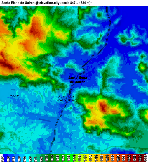 Zoom OUT 2x Santa Elena de Uairén, Venezuela elevation map