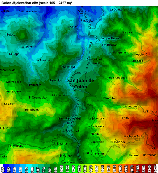 Zoom OUT 2x Colón, Venezuela elevation map