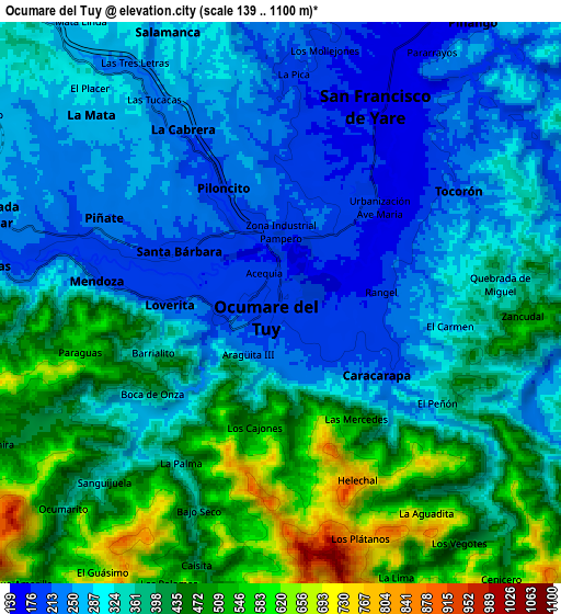 Zoom OUT 2x Ocumare del Tuy, Venezuela elevation map