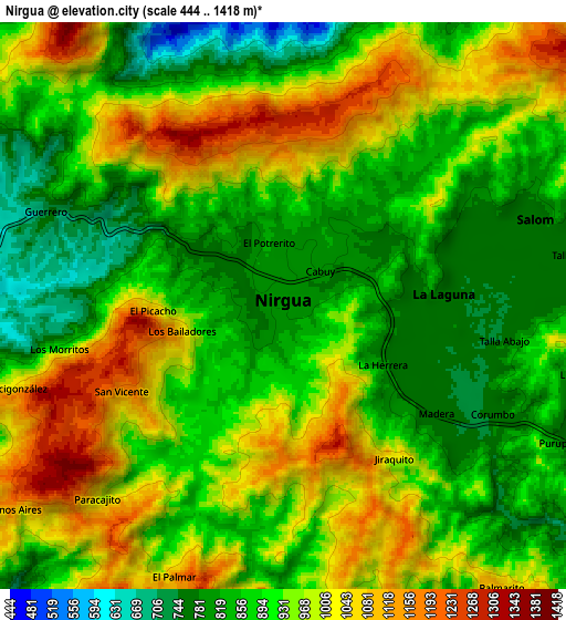 Zoom OUT 2x Nirgua, Venezuela elevation map