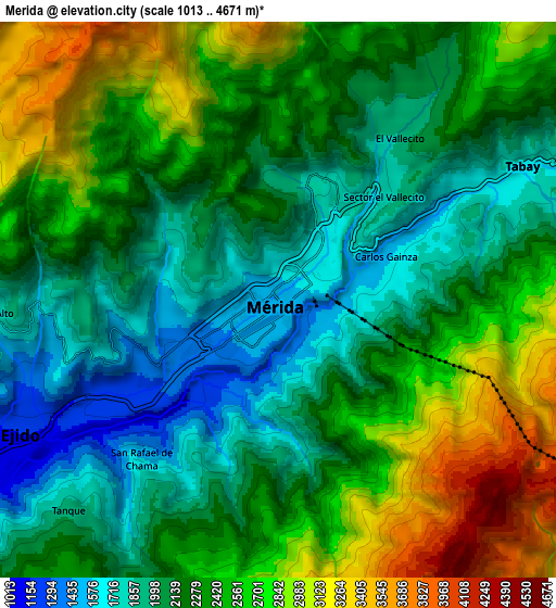 Zoom OUT 2x Mérida, Venezuela elevation map