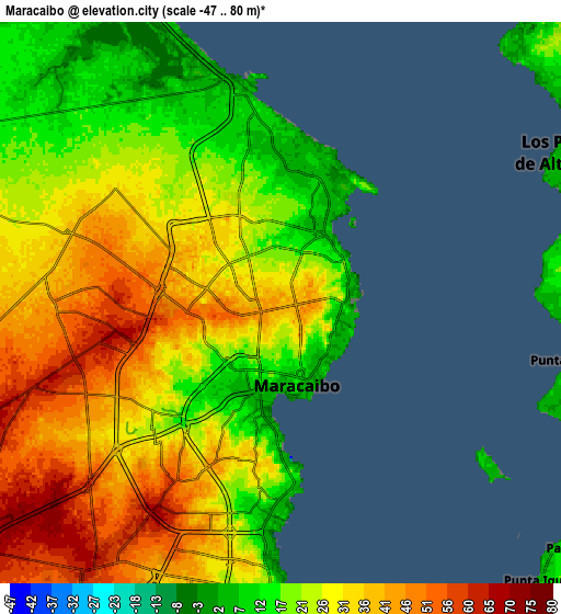 Zoom OUT 2x Maracaibo, Venezuela elevation map