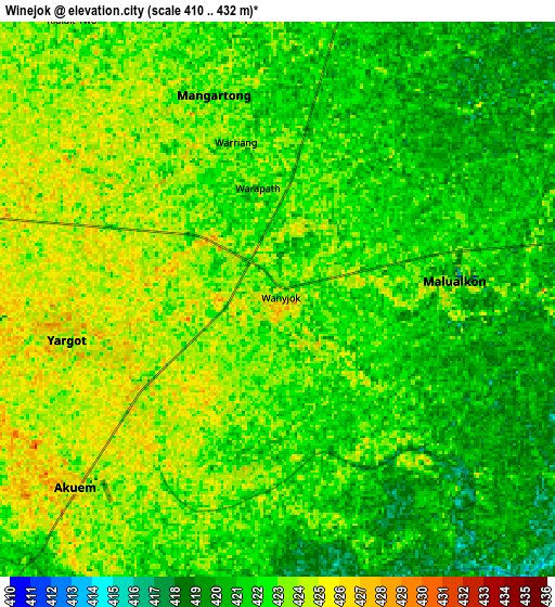 Zoom OUT 2x Winejok, South Sudan elevation map